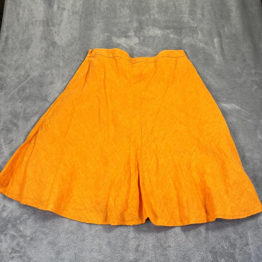 Vintage 2004 Banana Republic Linen Skirt 8 Orange A-Line Midi Coastal Grandma - Picture 8 of 8